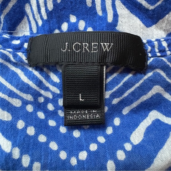 J.Crew Women’s Sleeveless Chevron Print Blouse Blue White Size L - Picture 3 of 3